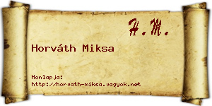 Horváth Miksa névjegykártya